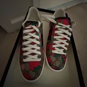 Gucci Strawberry Print Sneakers - Red and Green